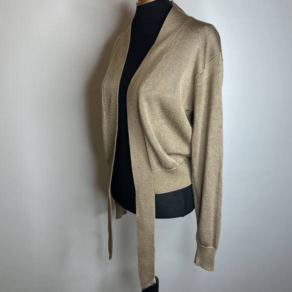 Vintage Fia Italia Handloomed Cardigan Sweater Knit Gold Open Front Womens S - Picture 6 of 9
